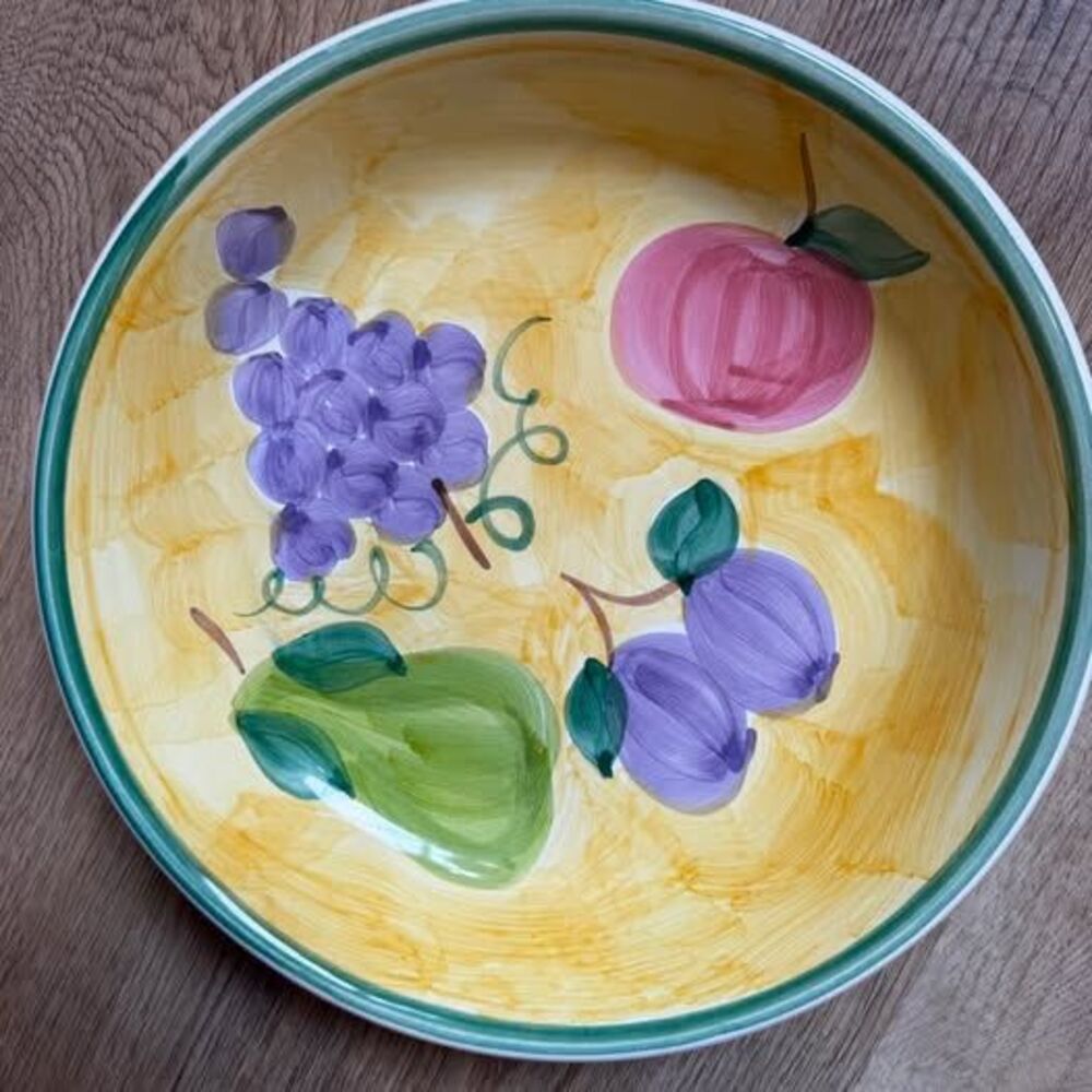 Set of 4 Soup/Salad Bowls Caleca FRUTTA Fruits Pattern Hand Painted Italy 8 1/2" - Picture 2 of 6
